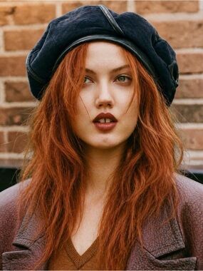 Vintage Suede & Leather Vintage-Inspired Beret